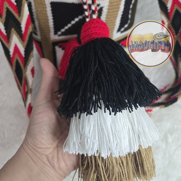 Wayuu Tribe Red and Black Geometric Crossbody Bag - Picture 2 of 5